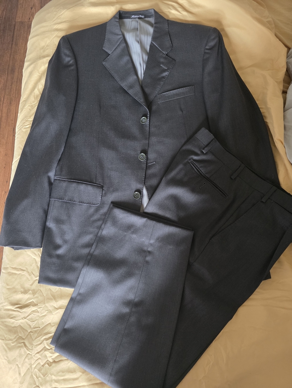 Italian SUIT Super 120s Wool 40R 31x31 - Worn Once - Hand Tailored Made In Italy